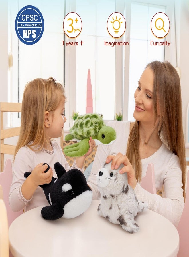 ماوجولان مجموعة ماوغولان المكونة من 6 قطع من ألعاب الحيوانات البحرية القطيفة، حيوانات محشوة للأطفال، هدايا حفلات كبيرة الحجم مع 10 قطع من حيوانات قطيفة مثل الحوت والقرش والسلحفاة والفقمة والأوركا والأخطبوط، زينة للفصول الدراسية، هدايا عيد الميلاد وعيد الحب - Image 4